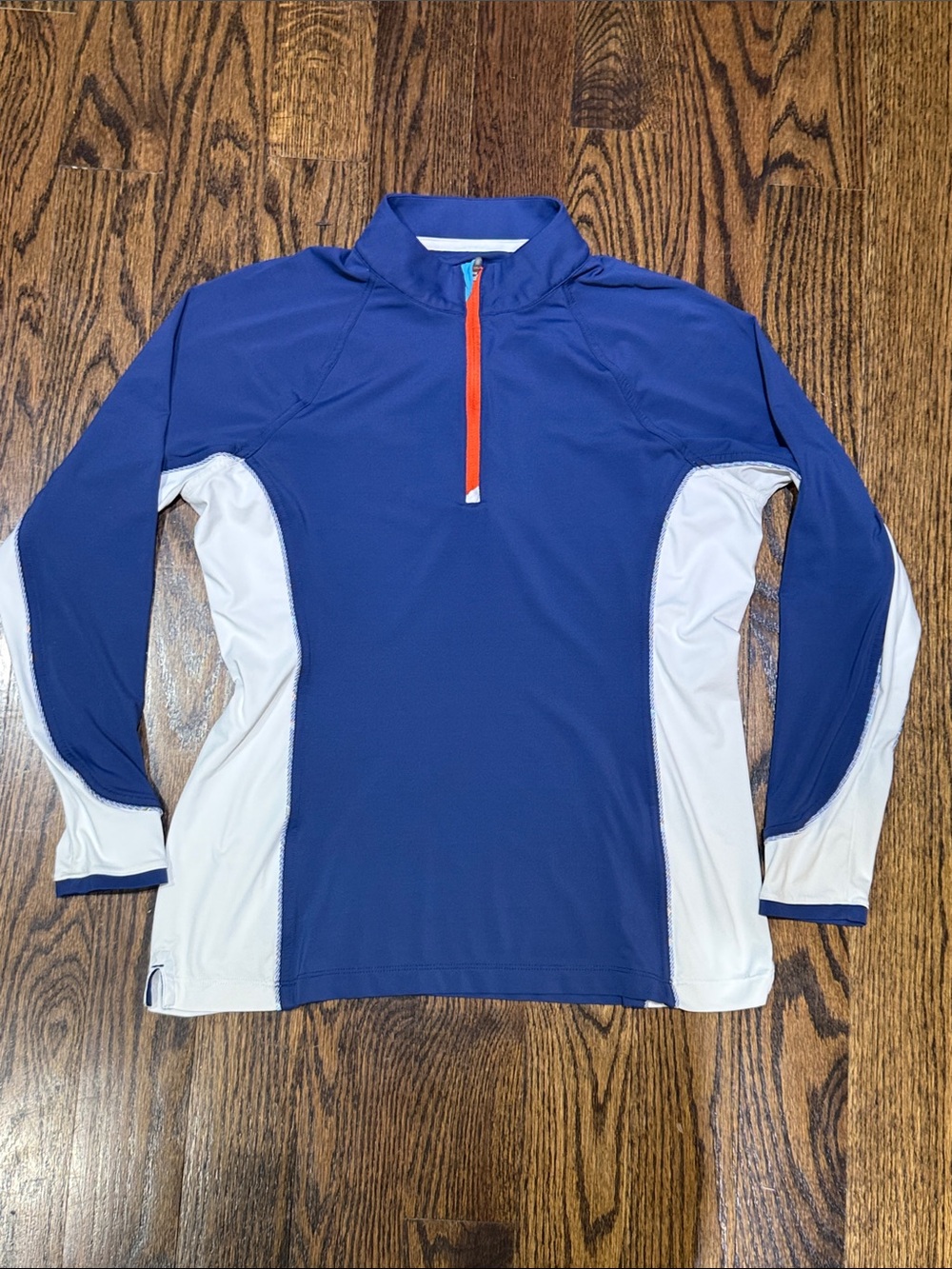 Peter Millar Navy White Color Quarter Zip Pullover M